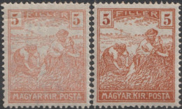 Hongrie 1920 Y&T 287 Michel 326. Curiosité, Jaune-brun Extrêmement Pâle. Moissonneurs. MNH, Neuf Sans Charnière - Agriculture