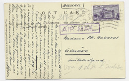 INDIA 6AS SOLO CARD AVION AIR MAIL CALCUTTA 1952 TO GENEVE SUISSE HELVETIA - Briefe U. Dokumente