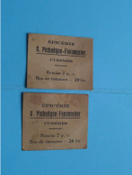 CUESMES Epicerie Pichuèque-Fauconnier BON De RISTOURNE 20 Frs. > 2 Pcs. ( Format +/- 4 X 3,5 Cm.  ) Zie / Voir SCANS ! - Mons