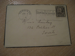 TORONTO 1932 Condolence Duel Booklet Cancel Cover CANADA - Storia Postale