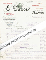 Lettre Illustrée De TOURNAI De 1929 - E. DUBOIS - Electricité, Moteurs, T.S.F., Lustrerie, Verreries, Lampes.... - Autres & Non Classés