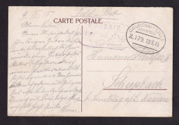 DDEE 611 -- AMBULANTS Ovales - COURTRAI-LILLE Bahnpost 1915 S/ Carte En Feldpost - Cachet ROUBAIX Chef De Gare - Armada Alemana