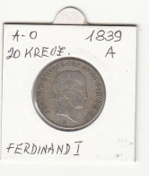 20 KREUZER 1839  A  SILVER COIN - Austria