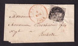 622/39 -- Lettre TP Médaillon 10 C Barres 100 RENAIX 1855 Vers Deschieter, Négociant à KERKHOVE Via AVELGHEM - - 1851-1857 Médaillons (6/8)