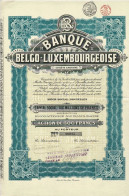 Titre De 1920 - Banque Belgo-Luxembourgeoise - - Banque & Assurance