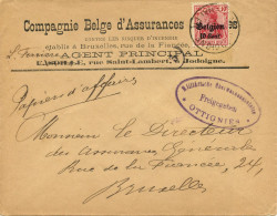 BELGIQUE - CB OC 14 JODOIGNE + CENSURE OTTIGNIES SUR LETTRE - Deutsche Armee