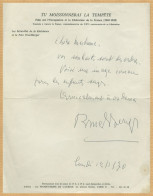 Raymond Léopold Bruckberger (1907-1998) - Prêtre Et Résistant - Lettre Autographe Signée - Personaggi Storici