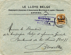 BELGIQUE - CB OC 15 SOIGNIES-ZINNIK + CENSURE SOIGNIES SUR LETTRE, 1917 - Duits Leger