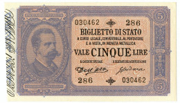 5 LIRE BIGLIETTO DI STATO EFFIGE UMBERTO I 01/03/1883 QFDS - Andere