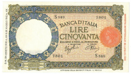 50 LIRE CAPRANESI LUPA CAPITOLINA M. STRETTO FASCIO L'AQUILA 28/08/1942 SUP+ - Regno D'Italia – Other