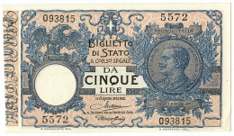 5 LIRE BIGLIETTO DI STATO VITTORIO EMANUELE III FLOREALE 24/02/1922 QFDS - Regno D'Italia - Altri