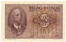 5 LIRE BIGLIETTO DI STATO VITTORIO EMANUELE III FASCIO 1944 XXII QFDS - Regno D'Italia - Altri