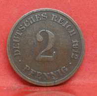 2 Pfennig 1912 D - TTB - Pièce Monnaie Allemagne - Article N°1307 - 2 Pfennig