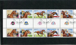 AUSTRALIA - 2002  HORSE RACING  GUTTER  STRIP  FINE USED - Blokken & Velletjes