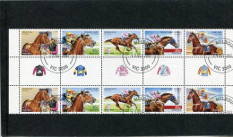 AUSTRALIA - 2002  HORSE RACING  GUTTER  STRIP  FINE USED - Blocks & Sheetlets