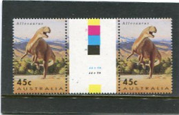 AUSTRALIA - 1993  45c  ALLOSAURUS  GUTTER  PAIR  MINT NH - Blocks & Sheetlets