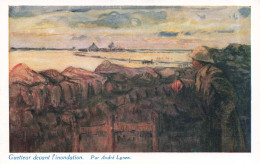 ILLUSTRATION - Guetteur Devant L'inondation - Par André Lynen - Soldats - Tranchées - Carte Postale Ancienne - Guerre 1914-18