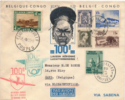 100e LIASON ARIENNE BELGIQUE - CONGO 15-11-38  VIA SABENA      2 SCANS - Covers & Documents