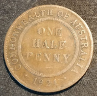 AUSTRALIE - AUSTRALIA - ½ ( ONE HALF ) PENNY 1921 - George V - KM 22 - ½ Penny