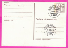 295764 / Germany BRD Berlin Antwortkarte 1984 - 40 Pf. (Schloss Wolfsburg) Weiden , Obepf 1 - 8480 , Ganzsachen Card PSC - Postcards - Used