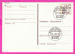 295765 / Germany BRD Berlin Antwortkarte 1984 - 40 Pf. (Schloss Wolfsburg) Weiden , Obepf 1 - 8480 , Ganzsachen Card PSC - Cartes Postales - Oblitérées