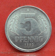 5 Pfennig 1980 A - SUP - Pièce Monnaie Allemagne - Article N°1467 - 5 Pfennig