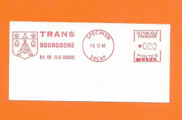 EMA FRANCE SPECIMEN TRANSPORT CAMION TRUCK LKW TRANS BOURGOGNE 71 LE CREUSOT 1969 ANCRE LYS PRESSE ARMOIRIE WAPPE - Sonstige & Ohne Zuordnung