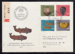 Switzerland 1973 Mi#996-999 FDC Cover To USA - Briefe U. Dokumente