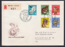 Switzerland 1966 Animals Mi#845-849 FDC Cover To USA - Covers & Documents