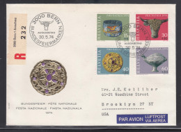 Switzerland 1974 Mi#1031-1034 FDC Cover To USA - Briefe U. Dokumente
