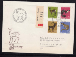 Switzerland 1967 Animals Mi#866-869 FDC Cover To USA - Lettres & Documents