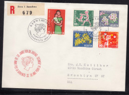 Switzerland 1962 Pro Juventute Flowers Mi#758-762 FDC Cover To USA - Storia Postale