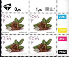 South Africa - 1992 Succulents 1c Control Block (1990.10.19) (**) - Blokken & Velletjes