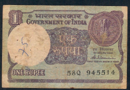 INDIA P78Ad 1 RUPEE 1985   #58Q Signature VENKITARAMANAN     F-aVF - Inde