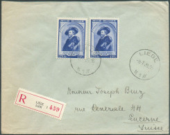 1Fr75 RUBENS (x2) Obl. Sc LIEGE 1 Sur Lettre Recommandée Du 8-7-1939 Vers Lucerne (Suisse)   - 21343 - Covers & Documents