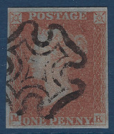 Grande Bretagne N°3 1 Penny Brun Rouge (POS MK) Variété " M " Décalé Obltéré Croix De MALTE Très Frais & SUPERBE - Oblitérés