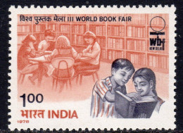India 1978 3rd World Book Fair, MNH, SG 877 (D) - Unused Stamps
