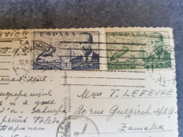 ESPAGNE Aérien 1953 Sur CP Madrid Puerta De Alcala Pour Le Caire Egypte - Storia Postale