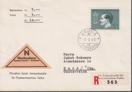 1963 Liechtenstein Nachnahme MI:LI 427, Yt:LI 377, Zum.LI 364,  Fürst Franz Josef II - Brieven En Documenten
