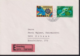 1967 Liechtenstein  Eilsendung/Express, MI:LI 424+425, Yt:LI 377, Zum.LI 410+412, - Cartas & Documentos