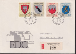 1964 Liechtenstein R-Brief, MI:LI 440-443, Yt:LI 389-392, Zum.LI 375-378,  Wappen - Storia Postale