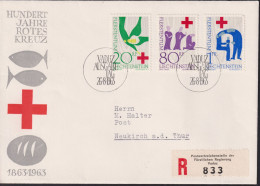 1963 Liechtenstein R-Brief, MI:LI 428-430, Yt:LI 378-380, Zum.LI 365-367, 100 Jahre Rotes Kreuz - Cartas & Documentos