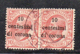 W368 - TRENTO & TRIESTE 1919 ,  10h/10cent  Coppia Usata:  Ricostruzione Annullo ZARA - Trente & Trieste