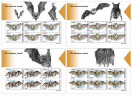 Guinea 2023, Animals, Bats, 4sheetlet - Chauve-souris