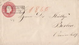 Preussen GS-Umschlag 1 Silb.Gr. R2 Freienwalde 21.7. Gel. Nach Berlin - Postal  Stationery