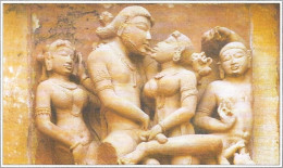 India Khajuraho Temples MONUMENTS - Erotic Figure From Lakshman TEMPLE 925-250 A.D Picture Post CARD New Per Scan - Ethniciteit & Culturen