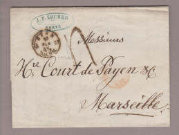 CH Vorphila Bern (Nachm.) 1857-10-13 BOM über Genève - Lyon - Marseille Nach Marseille Inhalt - ...-1845 Prefilatelia