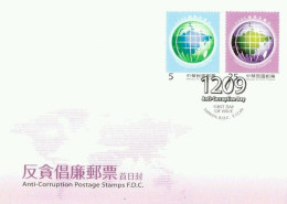 Taiwan Anti-Corruption 2009 Earth Map (stamp FDC) - Briefe U. Dokumente
