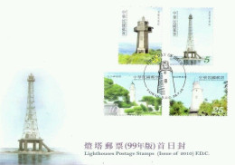 Taiwan Lighthouses 2010 Building Marine Architecture Lighthouse (stamp FDC) - Cartas & Documentos