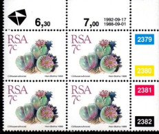 South Africa - 1992 Succulents 7c Control Block (1992.09.17) (**) - Blocchi & Foglietti